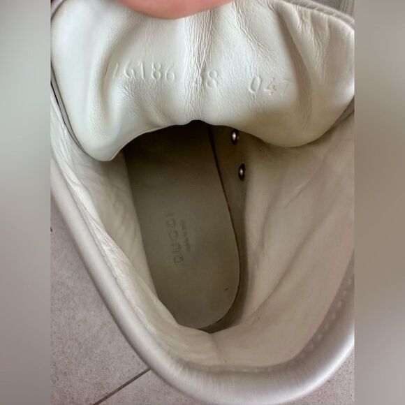 Gucci High Top GG Monogram Sneakers White Canvas Leather Toe Tennis EU 38 US 8 - Picture 8 of 10